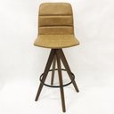 Ver imagem 2 de Kit 3 Banquetas Decorativa Gomada cor Caramelo Base Giratória Madeira - Poltronas do Sul
