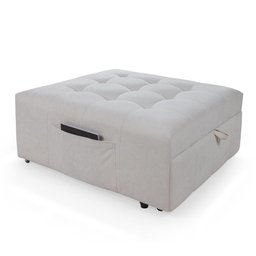 Puff Cama Sofá Retrátil Cozy Boucle Cru Luxo Descanso - 2
