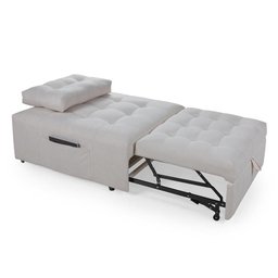 Puff Cama Sofá Retrátil Cozy Boucle Cru Luxo Descanso - 4