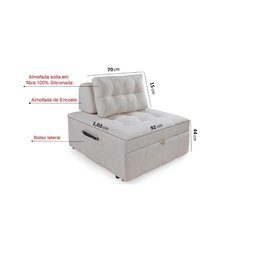 Puff Cama Sofá Retrátil Cozy Boucle Cru Luxo Descanso - 5
