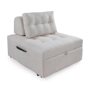 Puff Cama Sofá Retrátil Cozy Boucle Cru Luxo Descanso