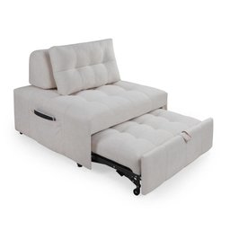 Puff Cama Sofá Retrátil Cozy Boucle Cru Luxo Descanso - 3