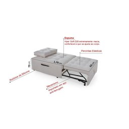 Puff Cama Sofá Retrátil Cozy Boucle Cru Luxo Descanso - 7