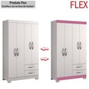Ver imagem 5 de Guarda-roupa Infantil 4 Portas 2 Gavetas Essen Flex Rosa/branco - Pnr Móveis