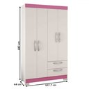Ver imagem 4 de Guarda-roupa Infantil 4 Portas 2 Gavetas Essen Flex Rosa/branco - Pnr Móveis