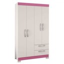 Ver imagem 2 de Guarda-roupa Infantil 4 Portas 2 Gavetas Essen Flex Rosa/branco - Pnr Móveis