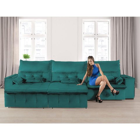 Sofá Fusion 3.30m Elétrico com Usb e Vibro Massagem - Verde