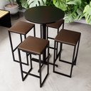 Ver imagem 1 de Conjunto Mesa Alta Bar Bistrô Redonda Preta 4 Bancos Estofado Don Castro Decor