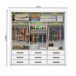 Guarda Roupa Anjos Plus 3 Portas 9 Gavetas Carioca Móveis - 8