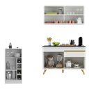 Ver imagem 4 de Cozinha Compacta com Bancada Americana 1 Porta Veneza Multimóveis Mp2207 Branco/dourado