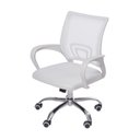 Ver imagem 1 de Cadeira Giratória Baixa Office Tok Branca Base Rodízio Cromado