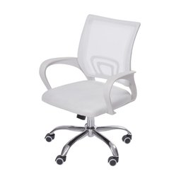 Cadeira Giratória Baixa Office Tok Branca Base Rodízio Cromado - 1