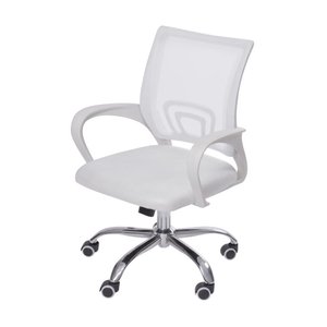 Cadeira Giratória Baixa Office Tok Branca Base Rodízio Cromado