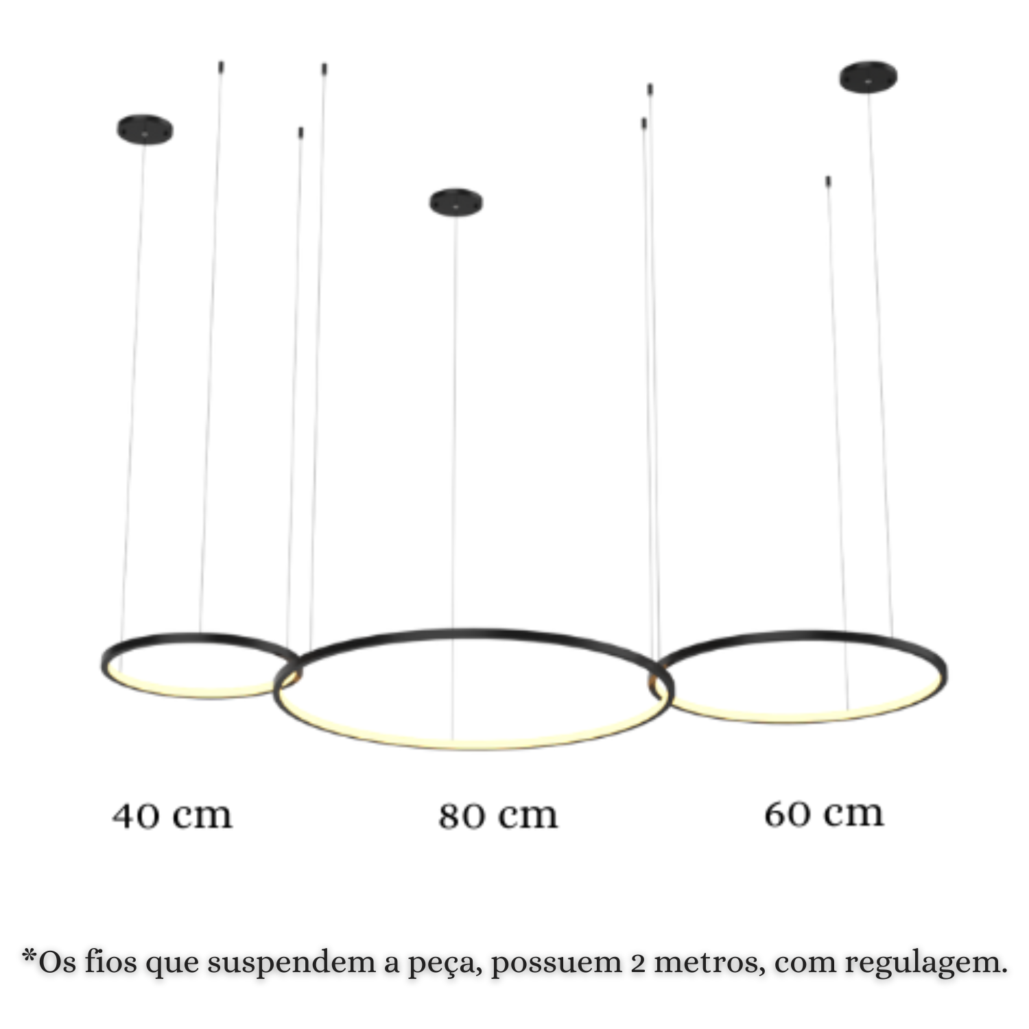 Lustre Pendente Anel de Led Losi 3 Argolas Aro em Alumínio 78W - 2