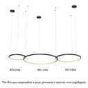 Ver imagem 2 de Lustre Pendente Anel de Led Losi 3 Argolas Aro em Alumínio 78W