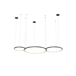 Lustre Pendente Anel de Led Losi 3 Argolas Aro em Alumínio 78W - 1