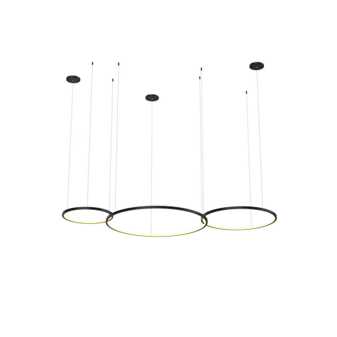 Lustre Pendente Anel de Led Losi 3 Argolas Aro em Alumínio 78W