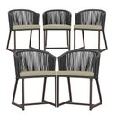 Ver imagem 1 de 5 Cadeiras de Jantar Noronha Marrom Corda Náutica E7 Trama Preto