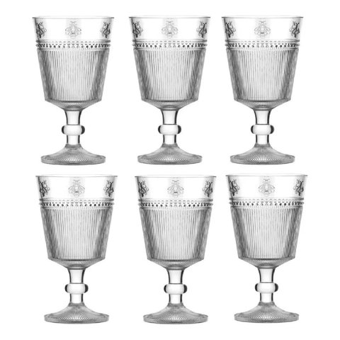 Jogo com 6 Taças Abelha em Cristal Ecológico 325 Ml - Lhermitage