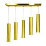 Pendente Quintuplo Tubo Cilindro Dourado 40cm + Led 3k - 3