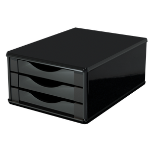 Gaveteiro Caixa Arquivo Organizador de Escritório 3 Gavetas Madeira Mdf Preto Black Piano