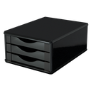 Ver imagem 1 de Gaveteiro Caixa Arquivo Organizador de Escritório 3 Gavetas Madeira Mdf Preto Black Piano