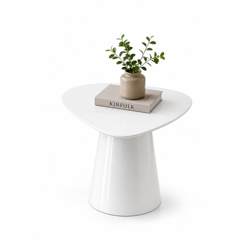 Mesa Lateral Orgânica Canya 50 cm  - Laca Branco