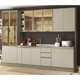 Cozinha Completa 8 Peças Connect Duna/cristal com Cristaleira e Rodapé - Móveis Henn - 2