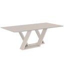 Ver imagem 1 de Mesa de Jantar Livia Flora 200 cm Retangular Borda Arredondada Madeira Vidro Colado Laca Branco
