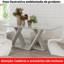 Ver imagem 3 de Mesa de Jantar Livia Flora 200 cm Retangular Borda Arredondada Madeira Vidro Colado Laca Branco