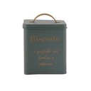 Ver imagem 1 de Porta Biscoitos de Aço Inoxidável com Tampa Estilo Retrô - Verde Oliva - 14x16cm