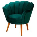 Ver imagem 1 de Poltrona Decorativa Pétala Veludo Pês Palito de Madeira