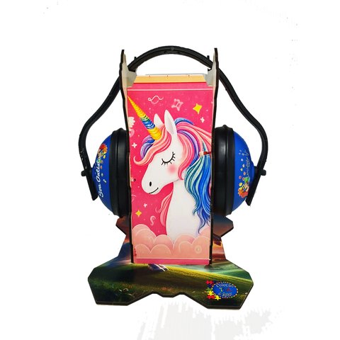 Kit Suporte para Abafador de Ruidos 11db Unicórnios com Abafador Azul Coleção Tea e Amor Nsupdino6