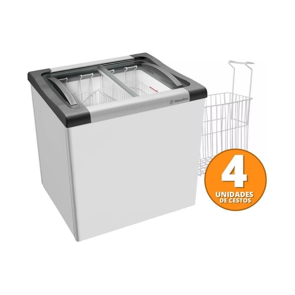 Kit - Freezer Horizontal Tampa de Vidro 144 Litros Nf20 - Metalfrio 220v + 4 Cestos Nextgen Branco - 1