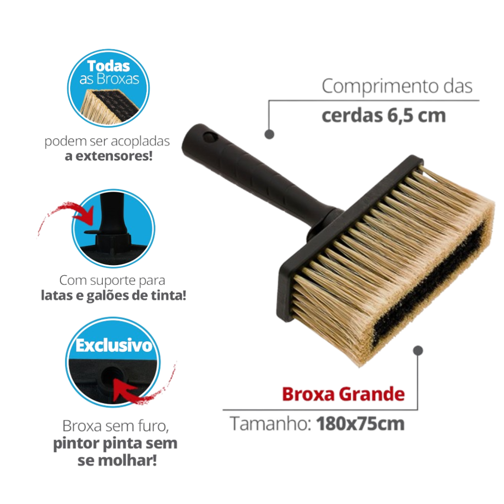 12 Unidades da Broxa Retangular com Suporte 18x7,5cm Cor Preto Durín - 2