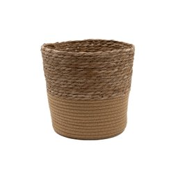 Cesto Organizador Redondo com Alças 25cm de Palha Seagrass e Corda - Oikos - 1