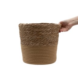 Cesto Organizador Redondo com Alças 25cm de Palha Seagrass e Corda - Oikos - 2