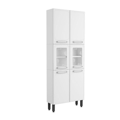 Armário de Aço 6 Portas 2 Vidros Branco Evidence Bertolini