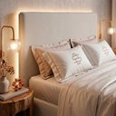 Ver imagem 2 de Cabeceira para Cama Box Queen Size Mirella 160cm Moderna com Frame Bouclê Bege - Desk Design