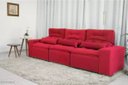 Ver imagem 2 de Sofá Retrátil e Reclinável com 2,50m de Largura em Tecido Suede:vermelho