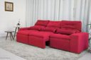 Ver imagem 3 de Sofá Retrátil e Reclinável com 2,50m de Largura em Tecido Suede:vermelho