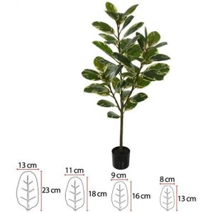 Planta Artificial Arvore Ficus Elastico Real Toque C/pote X46 Verde Creme 1,30cm