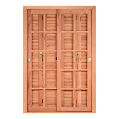 Porta Balcão de Madeira Vitro de Correr Veneziana Pantográfica Eucalipto Esel - 2.16AX1.40L