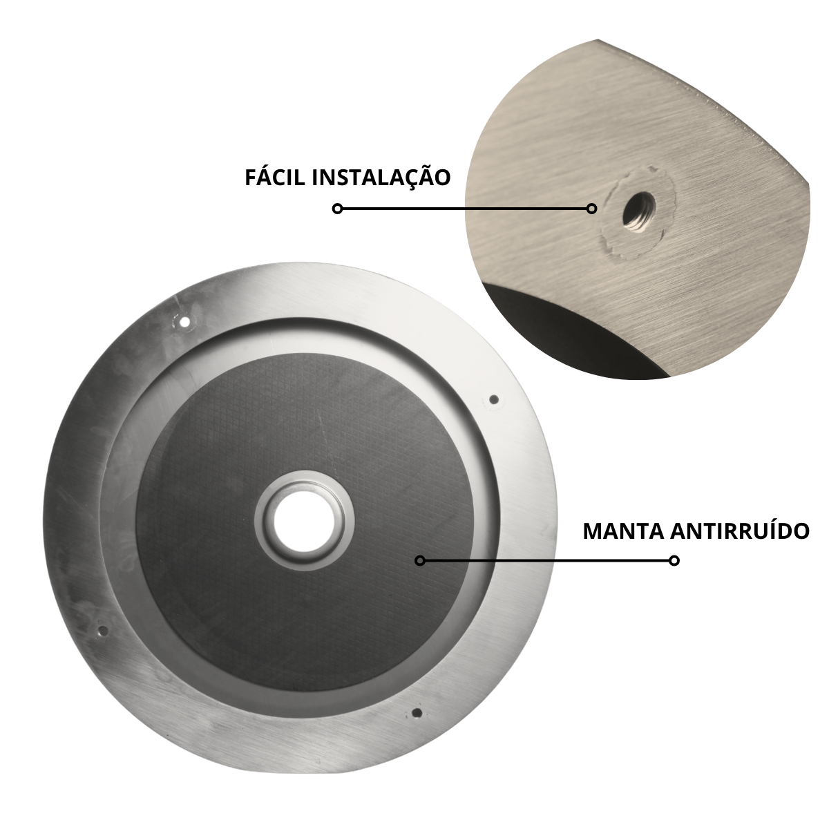 Cuba Banheiro Redonda Escovada Aço Inox 304 Válvula Click - 7