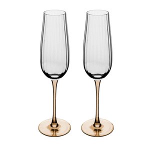 Conjunto 2 Taças de Champanhe de Vidro com Haste Âmbar Classic 230ml - Wolff