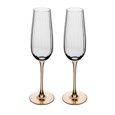 Conjunto 2 Taças de Champanhe de Vidro com Haste Âmbar Classic 230ml - Wolff