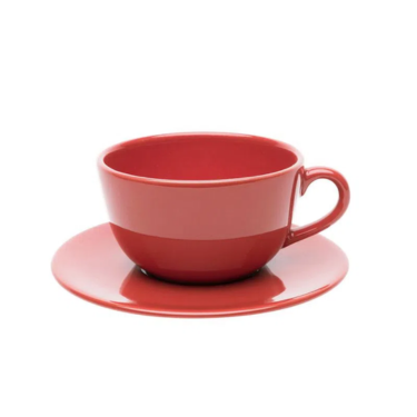Xícara de Chá 200ml com Pires Vermelho