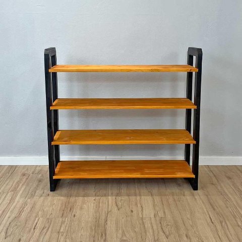 Aparador Linea Ample 4 Prateleiras Madeira 100cm Carvalho e Preto