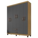 Ver imagem 1 de Guarda Roupa Casal 6p 2g Moden 150 Cm 3562 Carvalho Am Grafite Incp