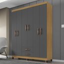 Ver imagem 2 de Guarda Roupa Casal 6p 2g Moden 150 Cm 3562 Carvalho Am Grafite Incp